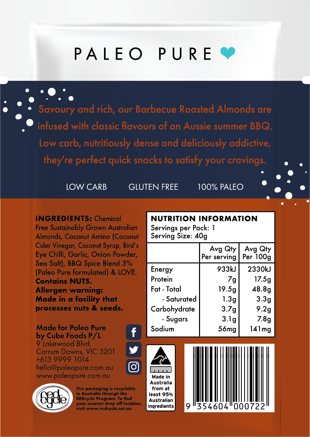 Grab & Go - Roasted Almonds - Barbecue - Box of 6 x 40gm