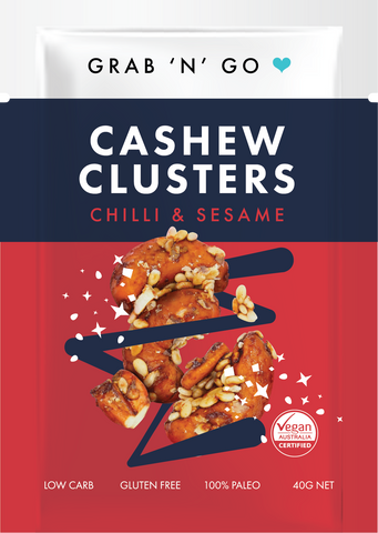Grab & Go- Cashew Clusters - Chilli Sesame - Box of 6 x 40gm