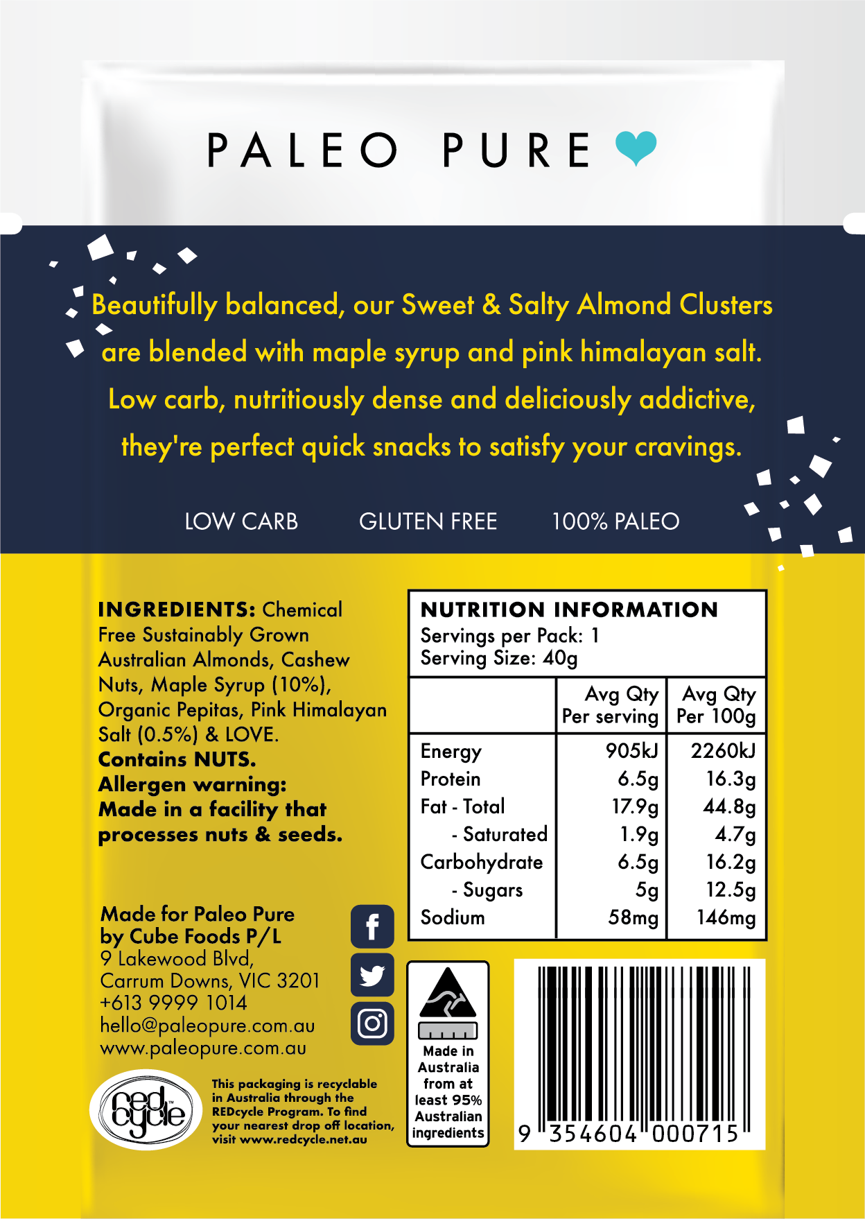 Grab & Go - Almonds Sweet & Salty - Box of 6 x 40gm