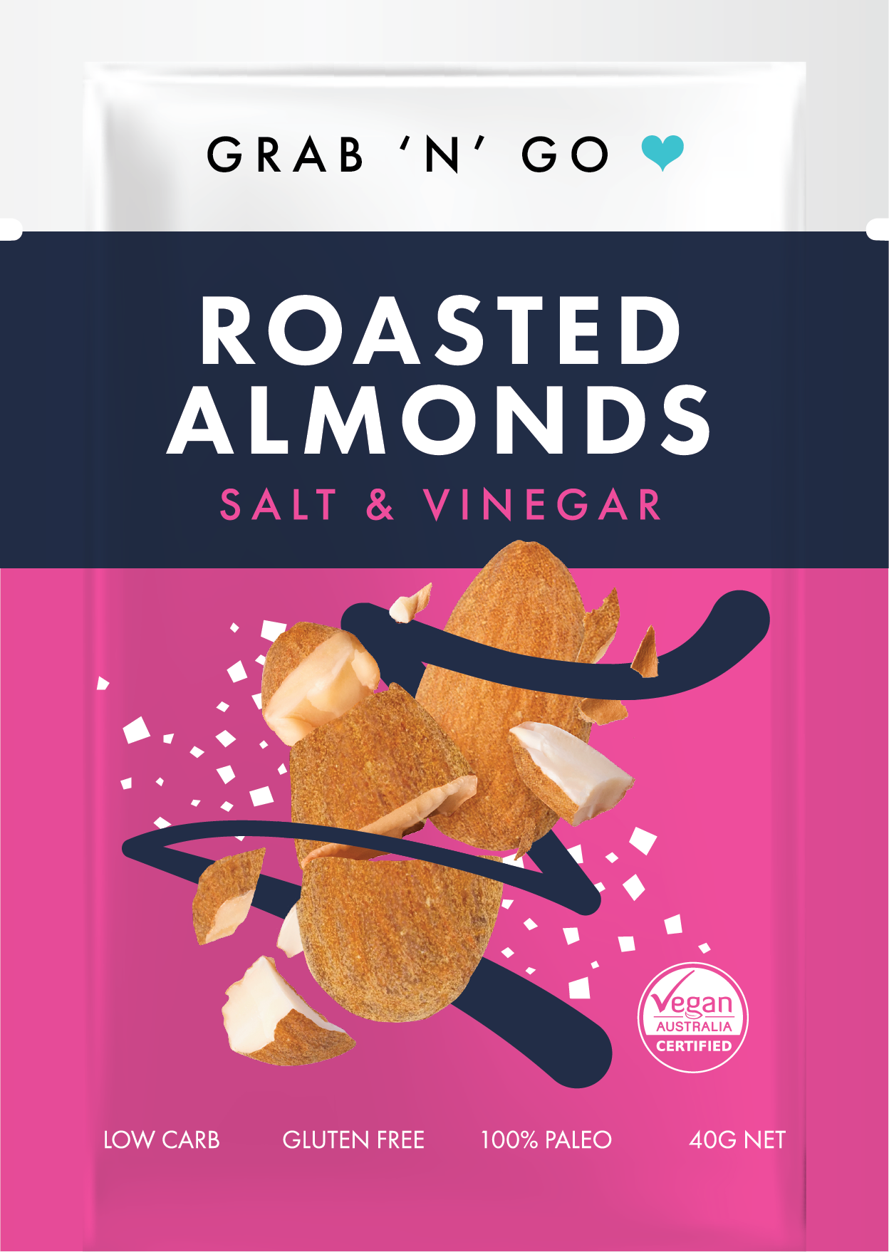 Grab & Go - Almonds - Salt & Vinegar - Box of 6 x 40gm