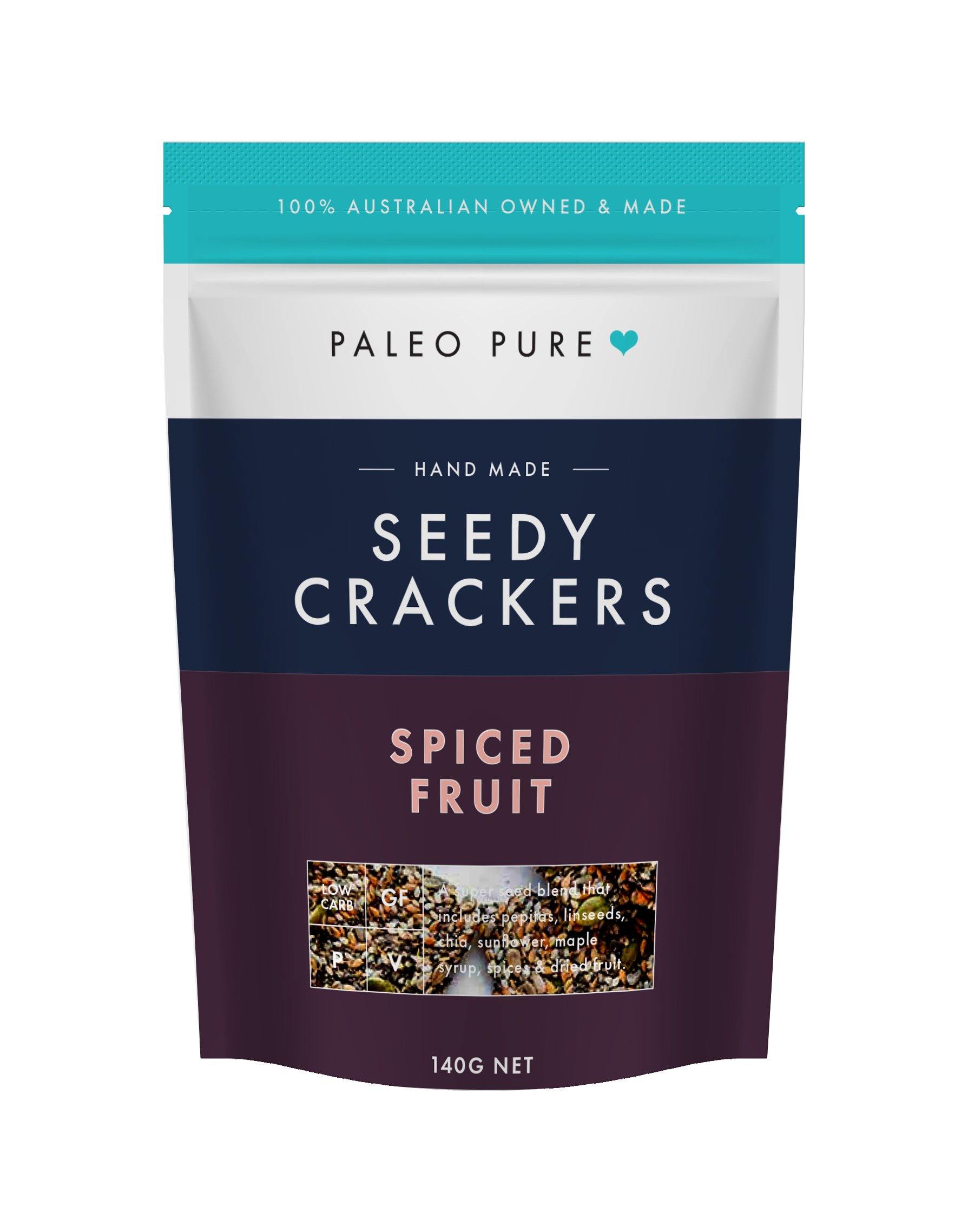 Seedy crackers - spiced fruit 140gm - single - PaleoPure