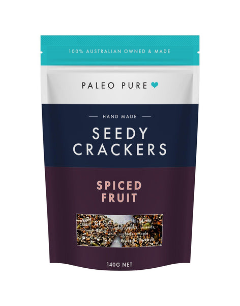 Seedy crackers - spiced fruit 140gm - single - PaleoPure